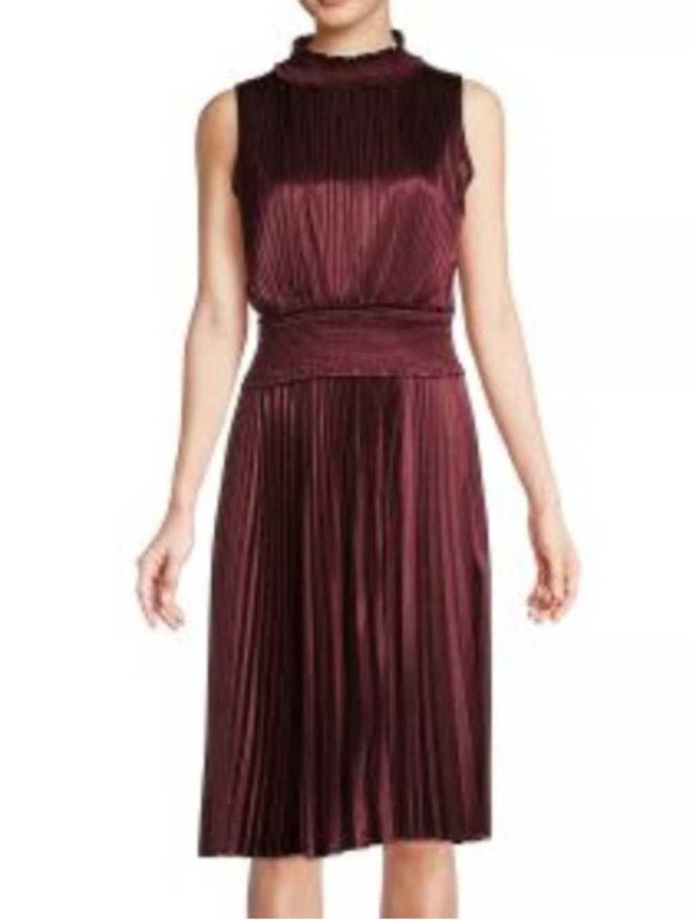 Stunning Nanette Lepore Sleeveless Pleated Midi Dress in Merlot Size 4